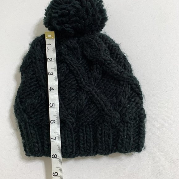 ALDO Black Chunky Knit Pompom Beanie Cable Knit One Size - Picture 6 of 8